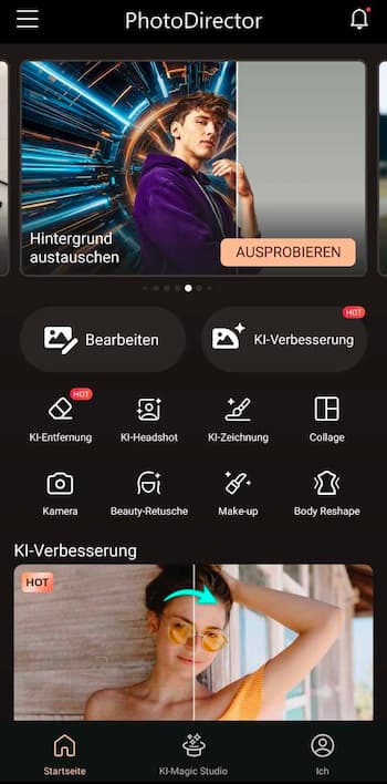 PhotoDirector App - Profilbilder erstellen mit der besten KI-Fotobearbeitungs-App
